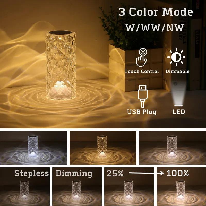 Crystal Rose Touch Lamp