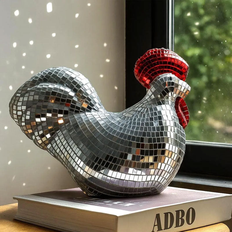 Mosaic Mirror Chicken Sculpture