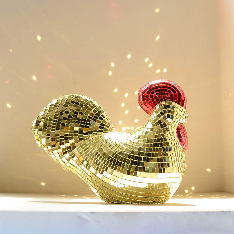 Mosaic Mirror Chicken Sculpture